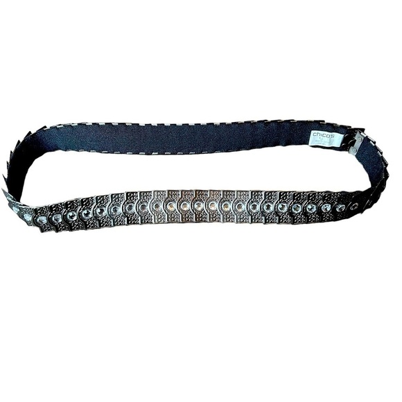 Chico's Accessories - Chico’s PewterToned Scale Stretch Belt with Rhinestone Accents On Each Piece